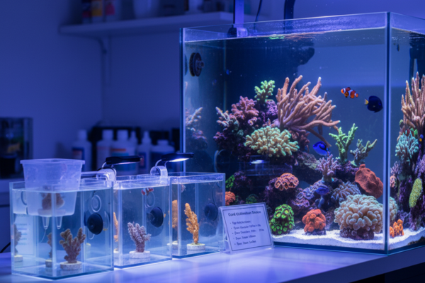 Técnicas de adaptação gradual para corais recém-adquiridos em sistemas reef